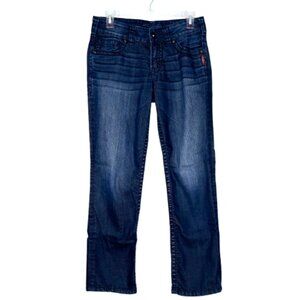 Silver Jeans Suki Blue Dark Wash Mid Rise Straight Leg Capri Jeans - 26. Cotton